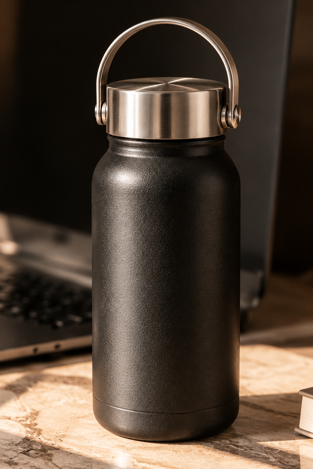 Matte Black Stainless Handle Bottle