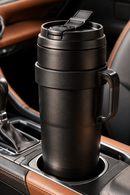 Matte Black Car Cup With Handle