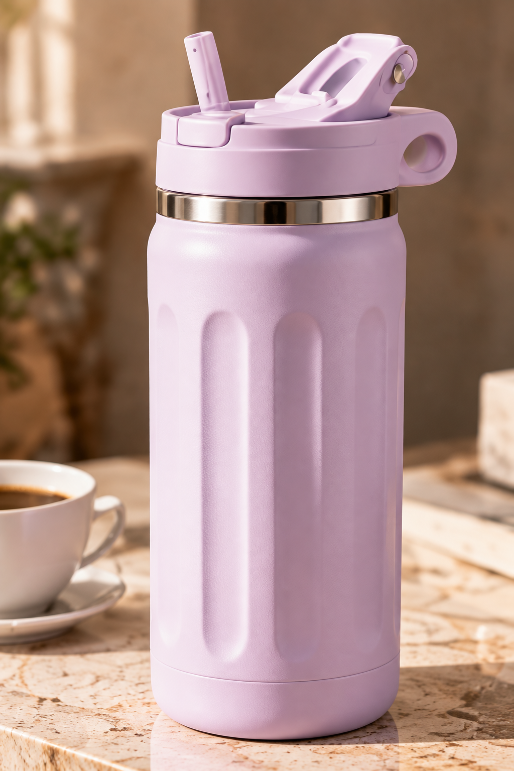 Lavender Straw Handle Tumbler
