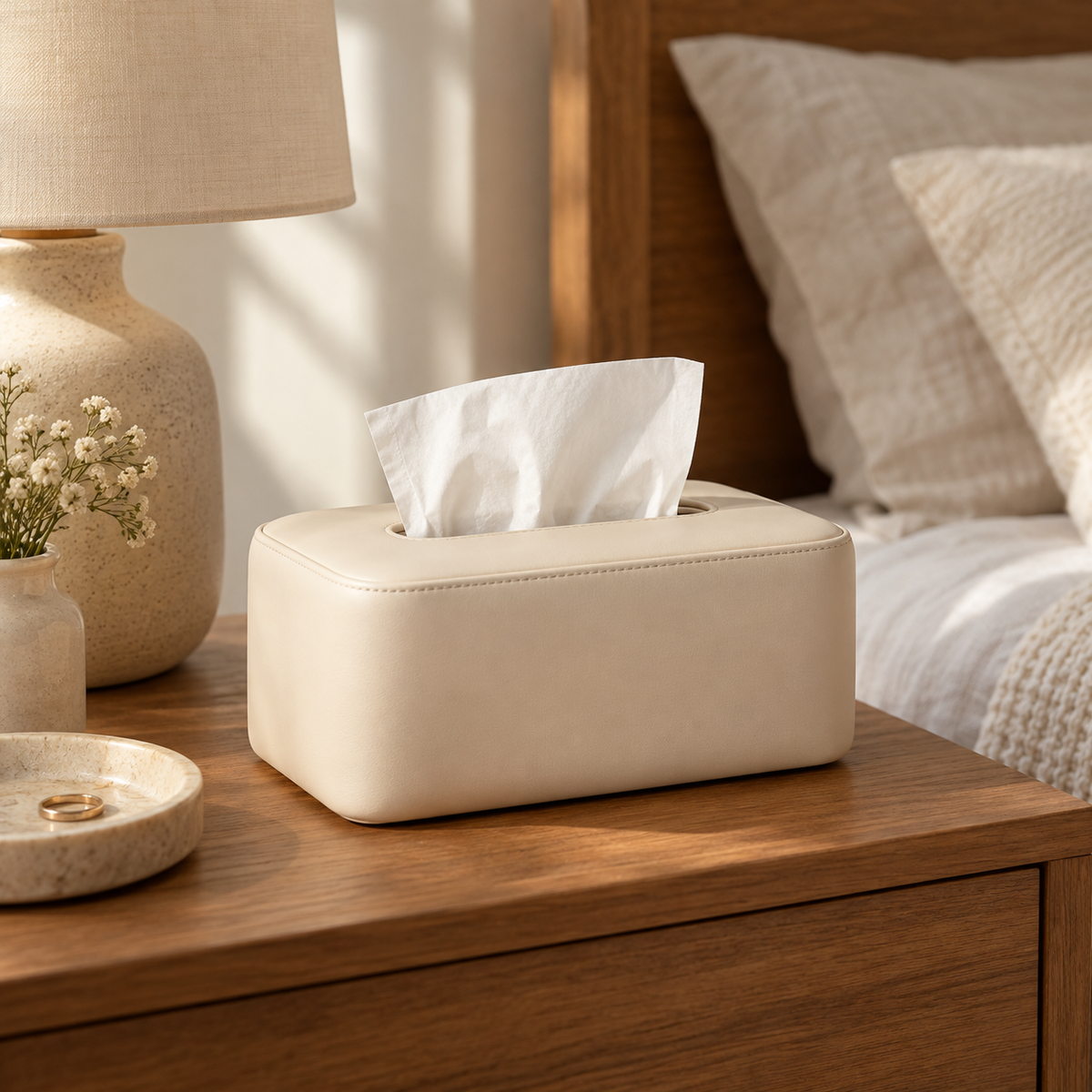 Generated styling illustration of Cream Tissue Box Cover