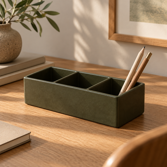 Generated styling illustration of Olive Compartment Desk Organizer
