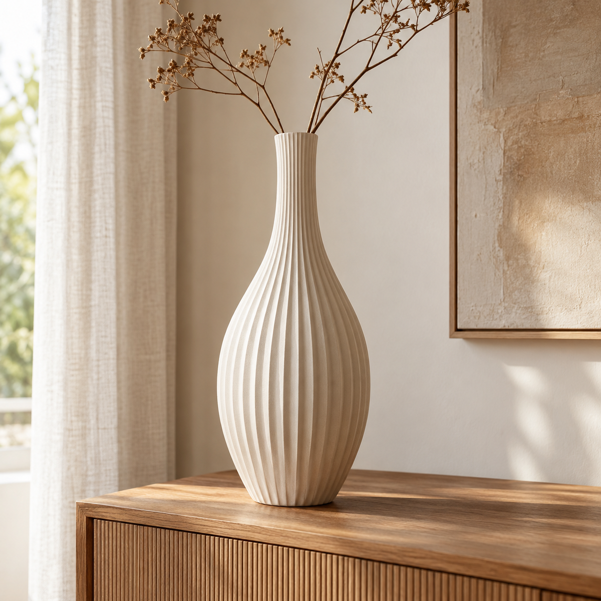 Generated styling illustration of Quiet Lines Decorative Vase
