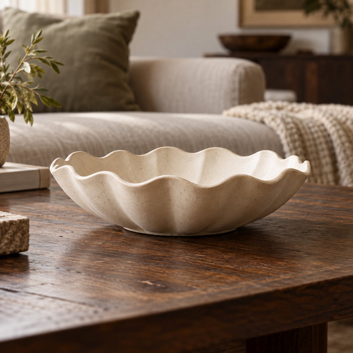 Generated styling illustration of Scallop Edge Decorative Bowl